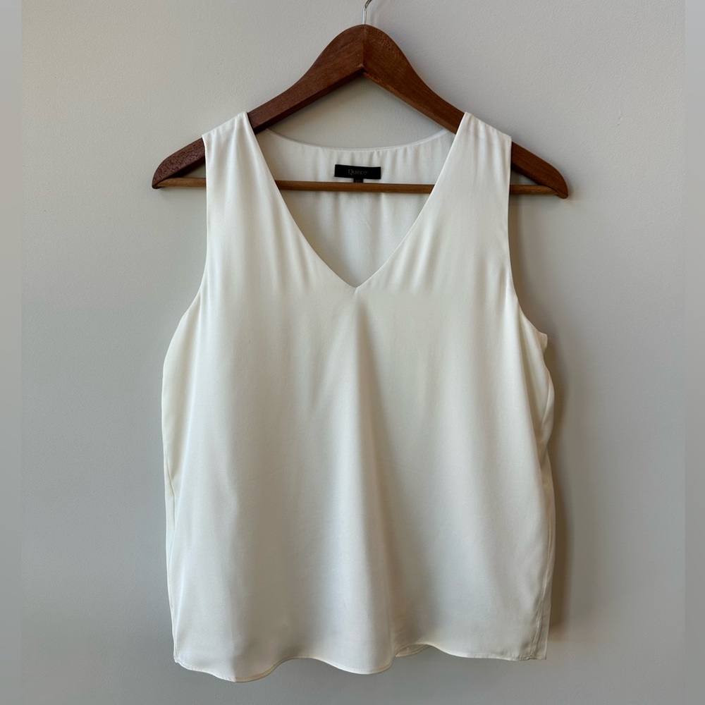 Quince Washable Stretch Silk Tank (XS, Ivory)
